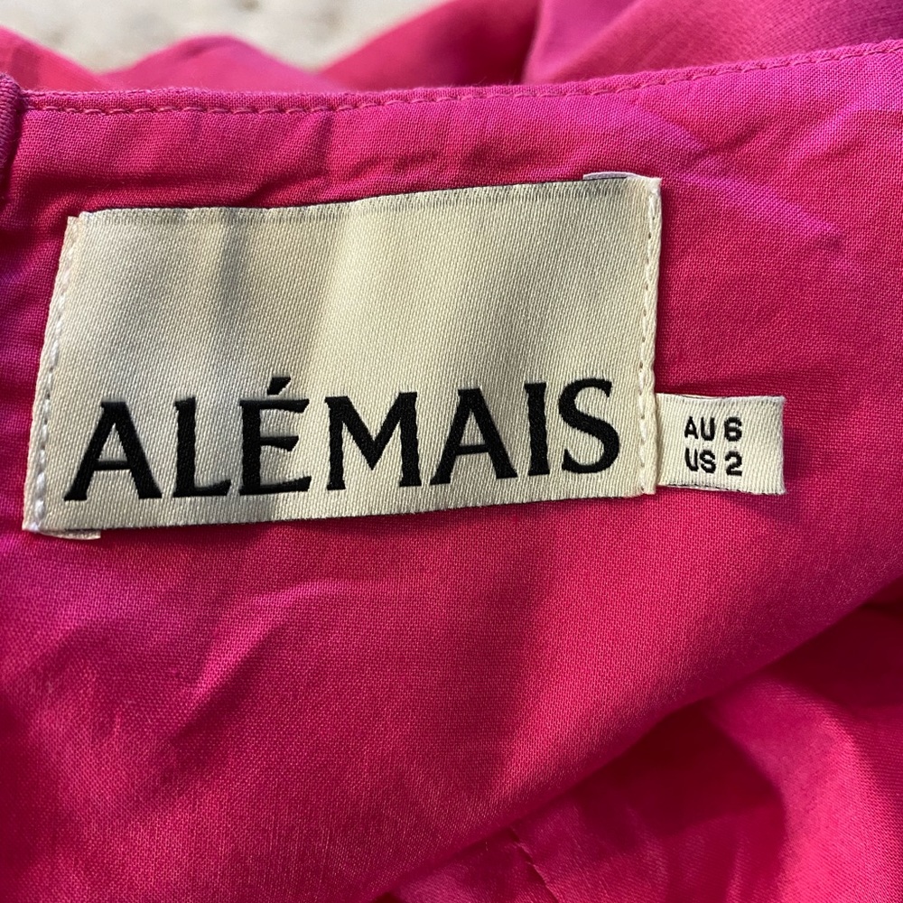 ALEMAIS💕Blaire Ruffle Blouson Crop Top In Fuchsia Size US 2 - Picture 13 of 14